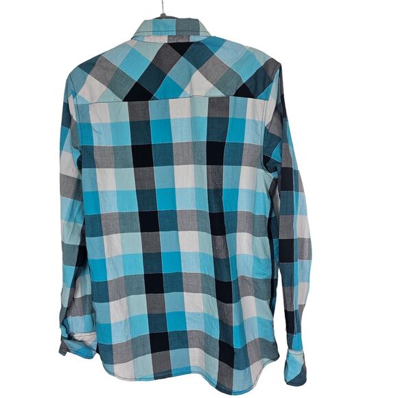 BKE Shirt Men M Blue Plaid Shirt Slim Fit Button Down Shirt Long Sleeve Shirt - Picture 9 of 9